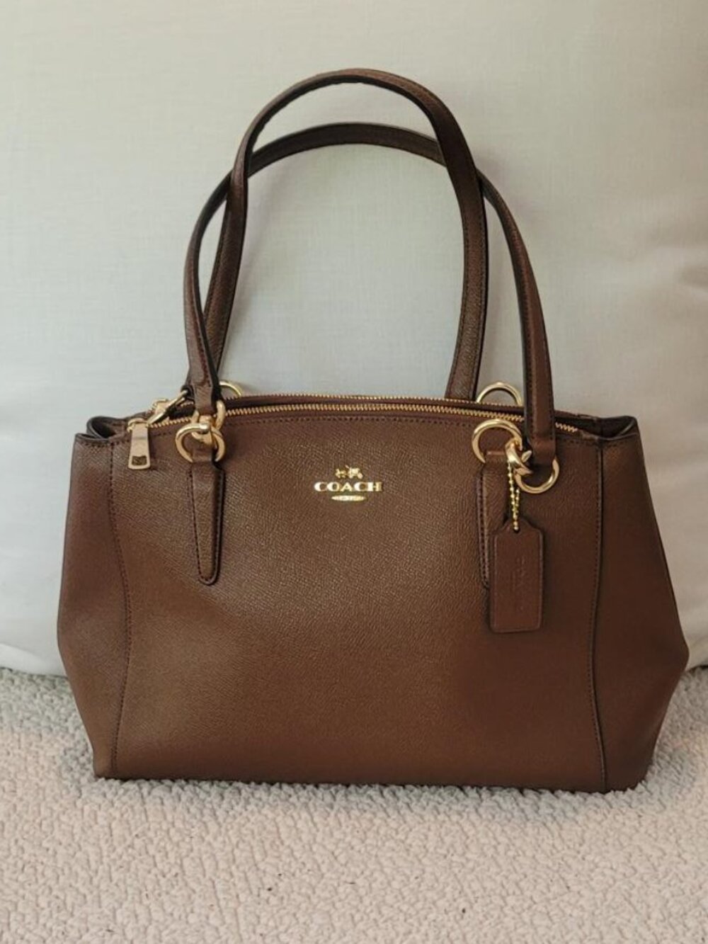 Coach Small Christie Carryall in Cross-Grain Leather Color is "Saddle 2" NWT